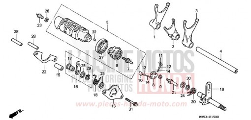 BARILLET DE SELECTION VF750CV de 1997